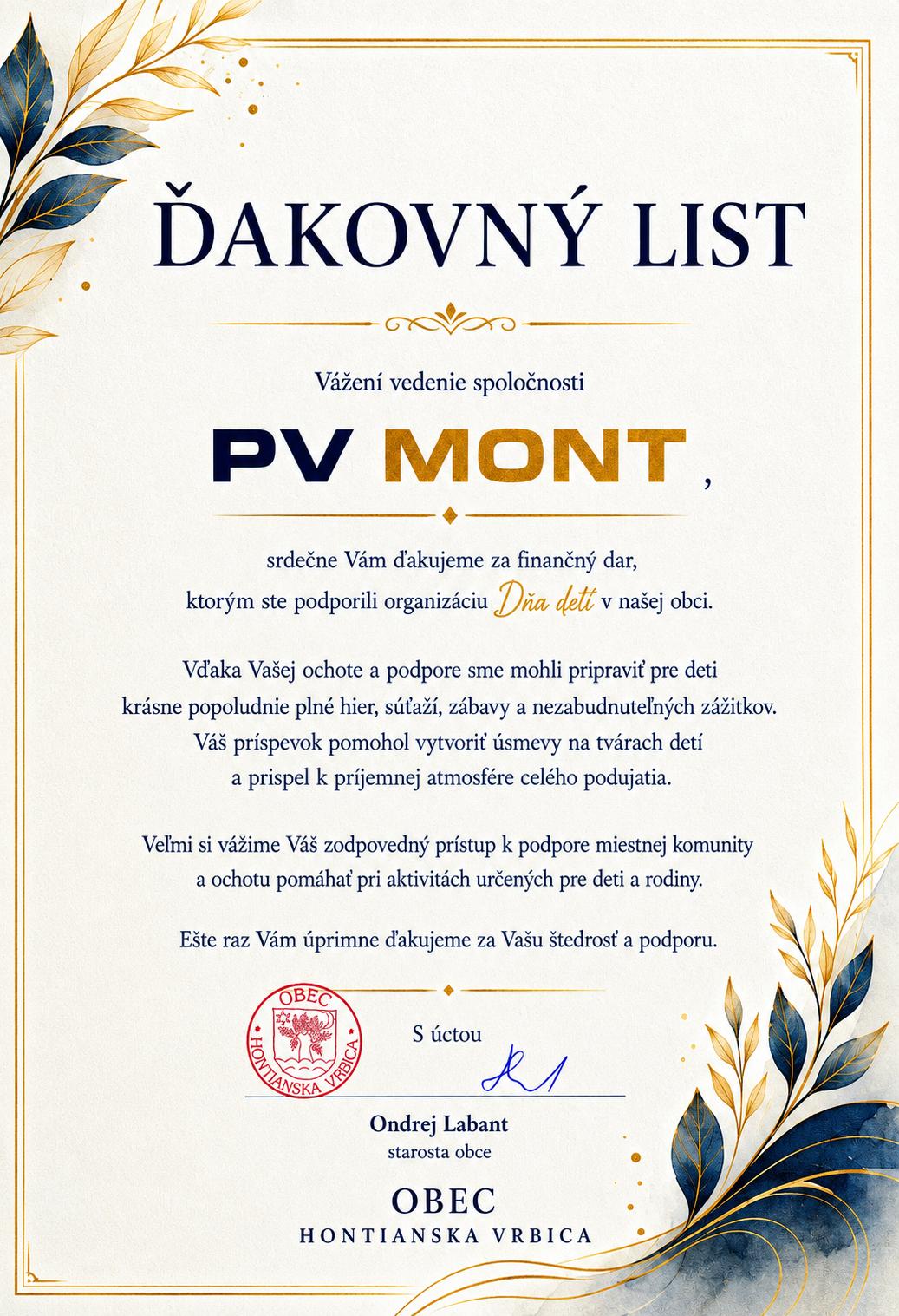 Sponzorský príspevok na deň detí 2026